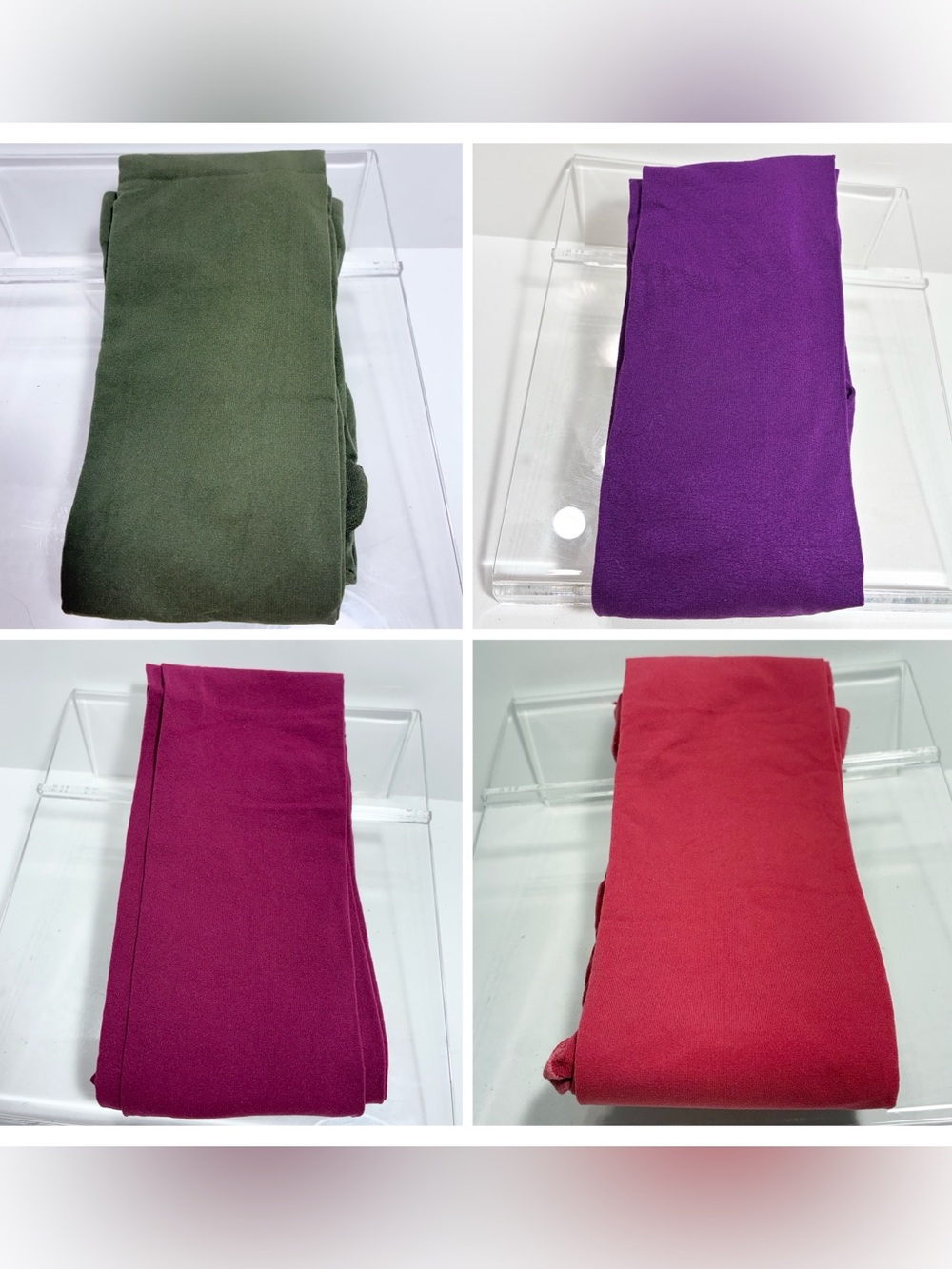 Y2K 4 Pair Opaque Tights Lot Olive Green Purple Magenta Pink Kangol Size M/L